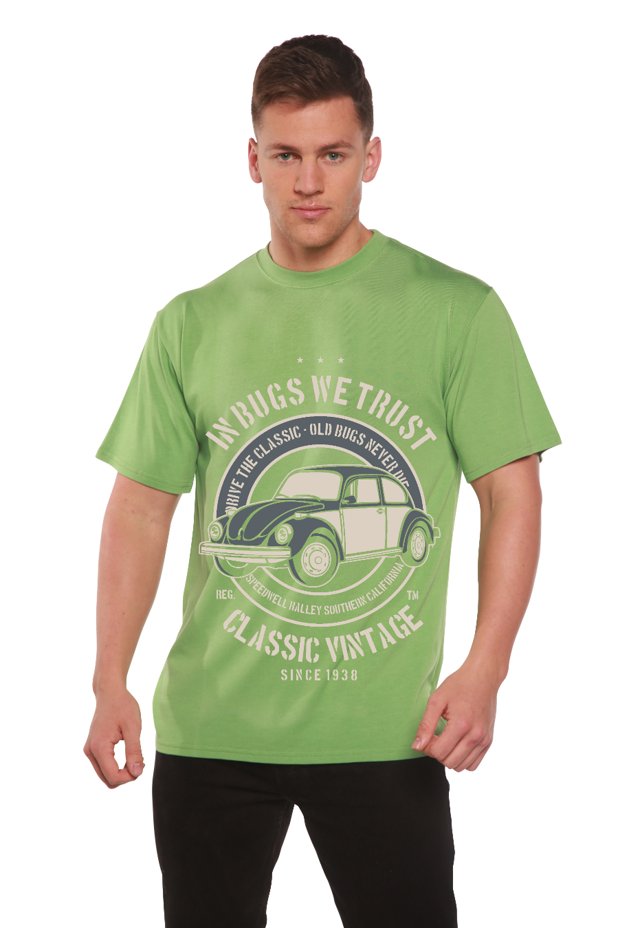 Spun Bamboo In Bugs We Men's Bamboo Viscose/Organic Cotton Short Sleeve Graphic T-Shirt — back view