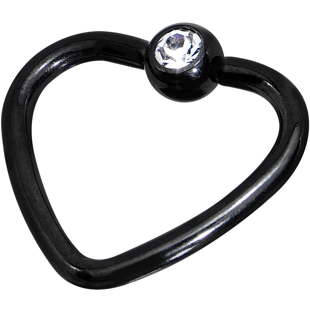 BodyCandy 16G 3/8 Clear Black Anodized Titanium Heart Closure Captive Ring — main product shot