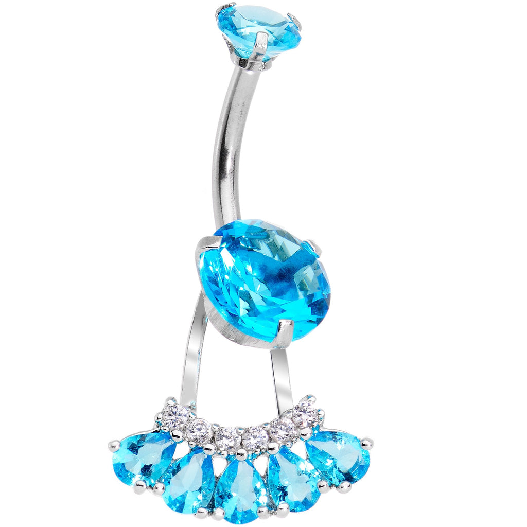 BodyCandy Aqua Gem Swagger Sweep Dangle Belly Ring — main product shot