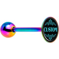 BodyCandy Custom Teal Personalized Name Rainbow Barbell Tongue Ring — main product shot