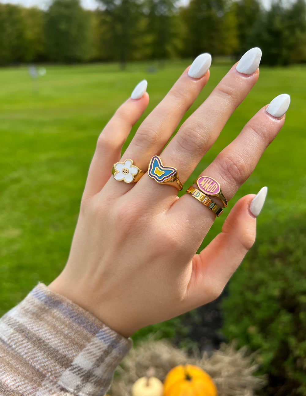 Elevated Faith Pink Enamel WWJD Ring — back view