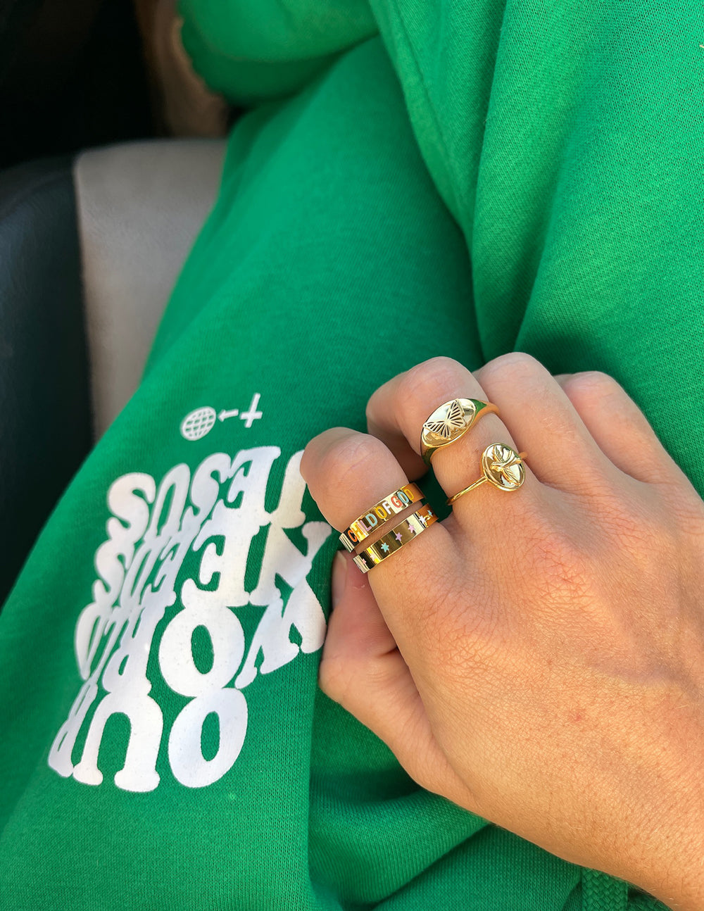 Elevated Faith Gold Child of God Ring — detail close-up
