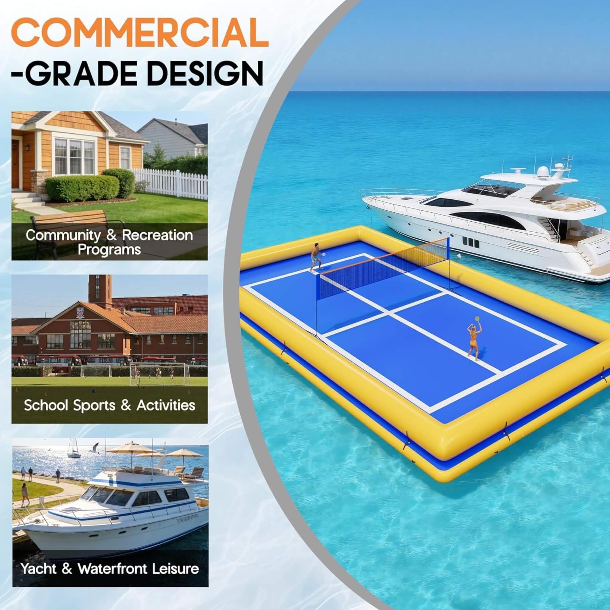 [26X46FT] Inflatable Commercial Floating Pickleball And Volleyball Court With Net (SAK39071) – SAKSBY WHOLESALE, view 4