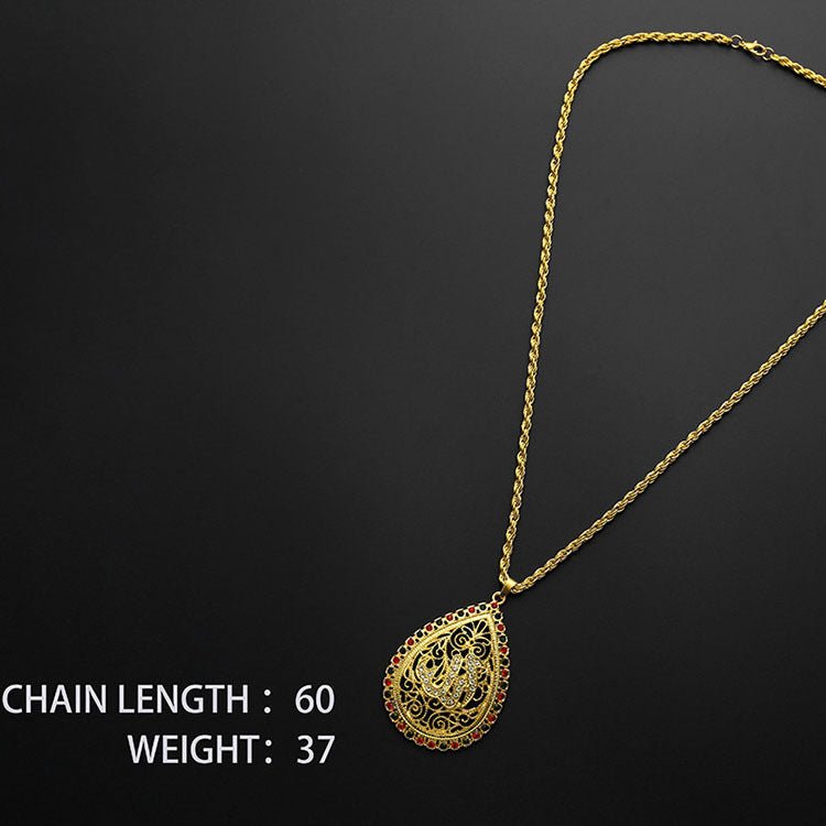 Mariam's Collection Intellectual And Elegant Ethnic Style Golden Pendant(MAC231)(WITH GIFT BOX) — Mariam's Collection branding close-up