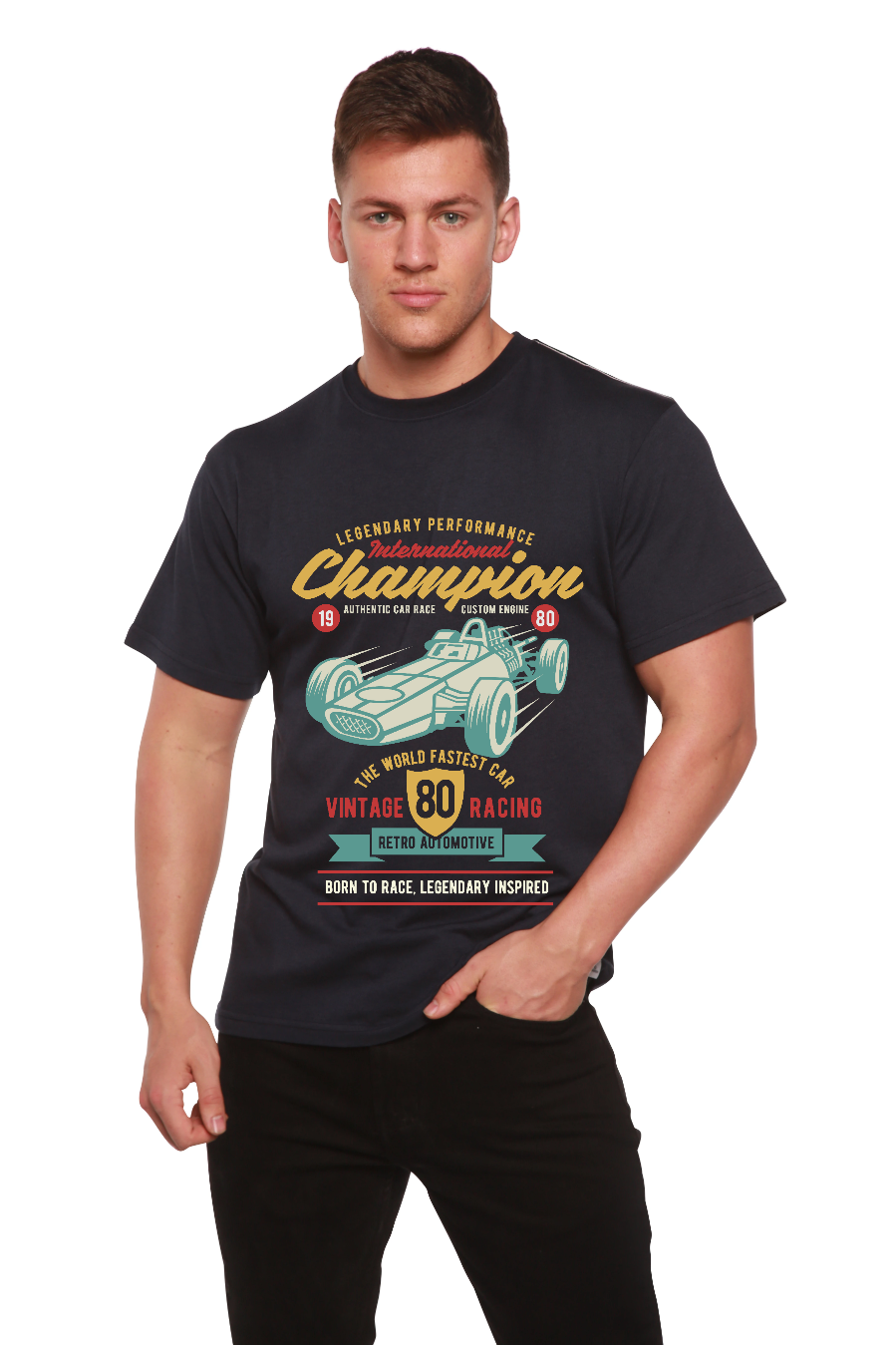 Spun Bamboo International Champion Men's Bamboo Viscose/Organic Cotton Short Sleeve Graphic T-Shirt — color detail