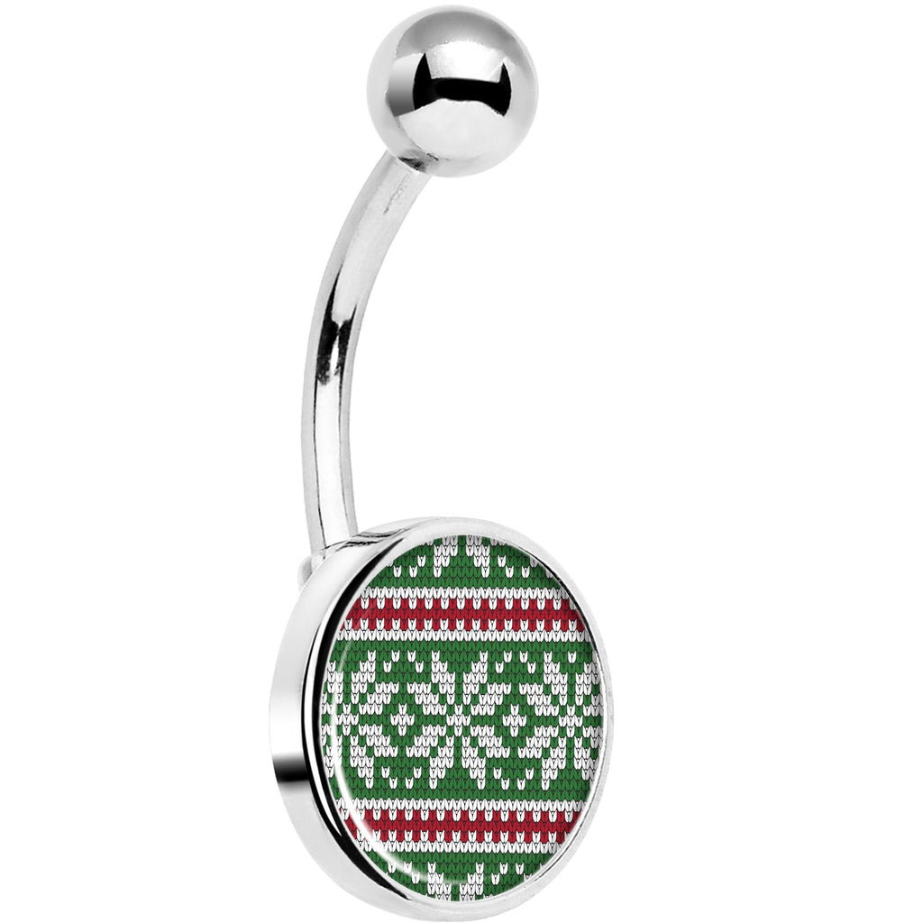 BodyCandy Green Red Christmas Sweater Belly Ring — main product shot