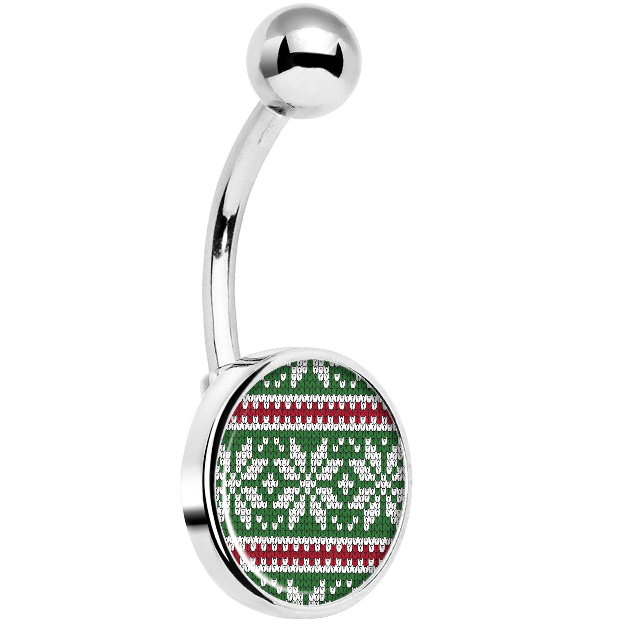 BodyCandy Green Red Christmas Sweater Belly Ring — main product shot
