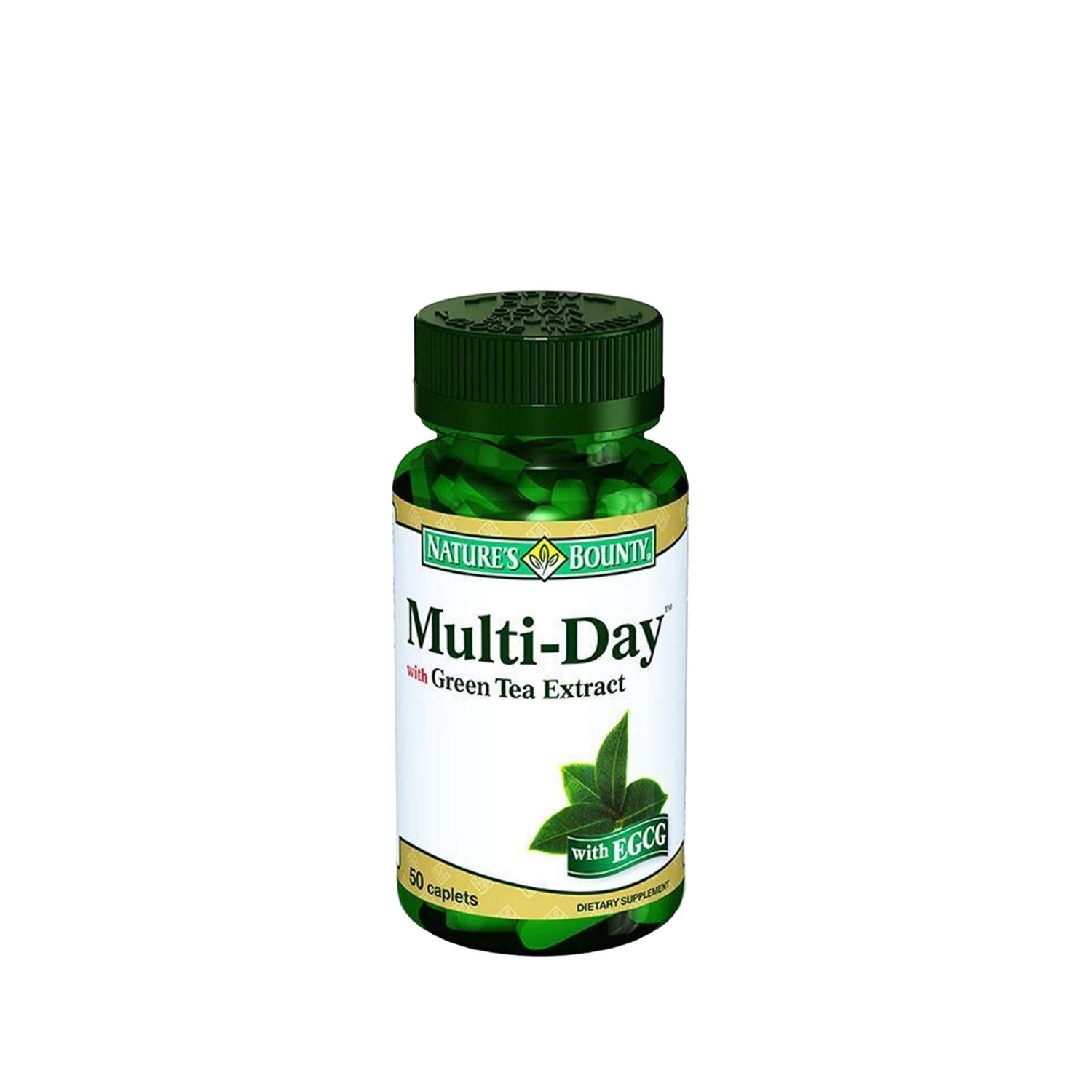 Nature's Bounty Multi Day with Green Tea Extract 50 Tablets - Daily Multivitamin Supplement for Adults with Antioxidant Benefits