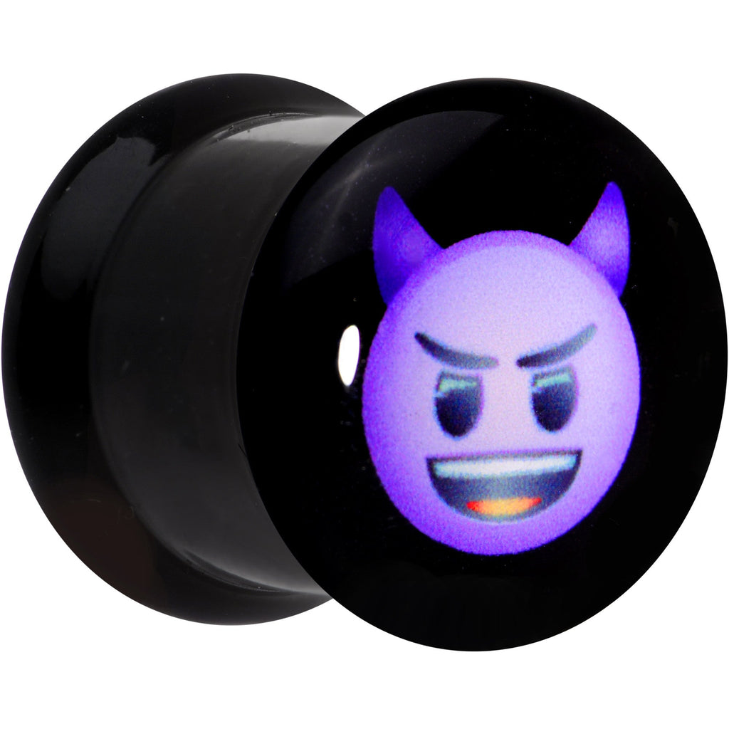 BodyCandy 7/16 Licensed Purple Devil emoji Acrylic Double Flare Plug Set — Purple detail