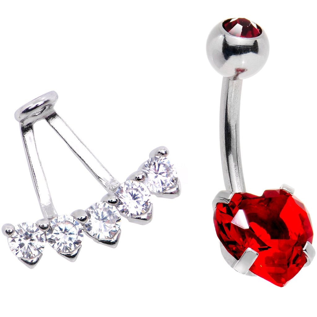 BodyCandy Clear Red CZ Gem Sweet Heart Sweep Dangle Belly Ring — lifestyle context