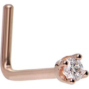 BodyCandy 14k Rose Gold 2mm Lab Grown Diamond Nose Ring — back view