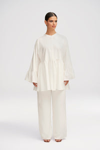 Iqra White Loose Button Down Tunic Clothing Veiled 