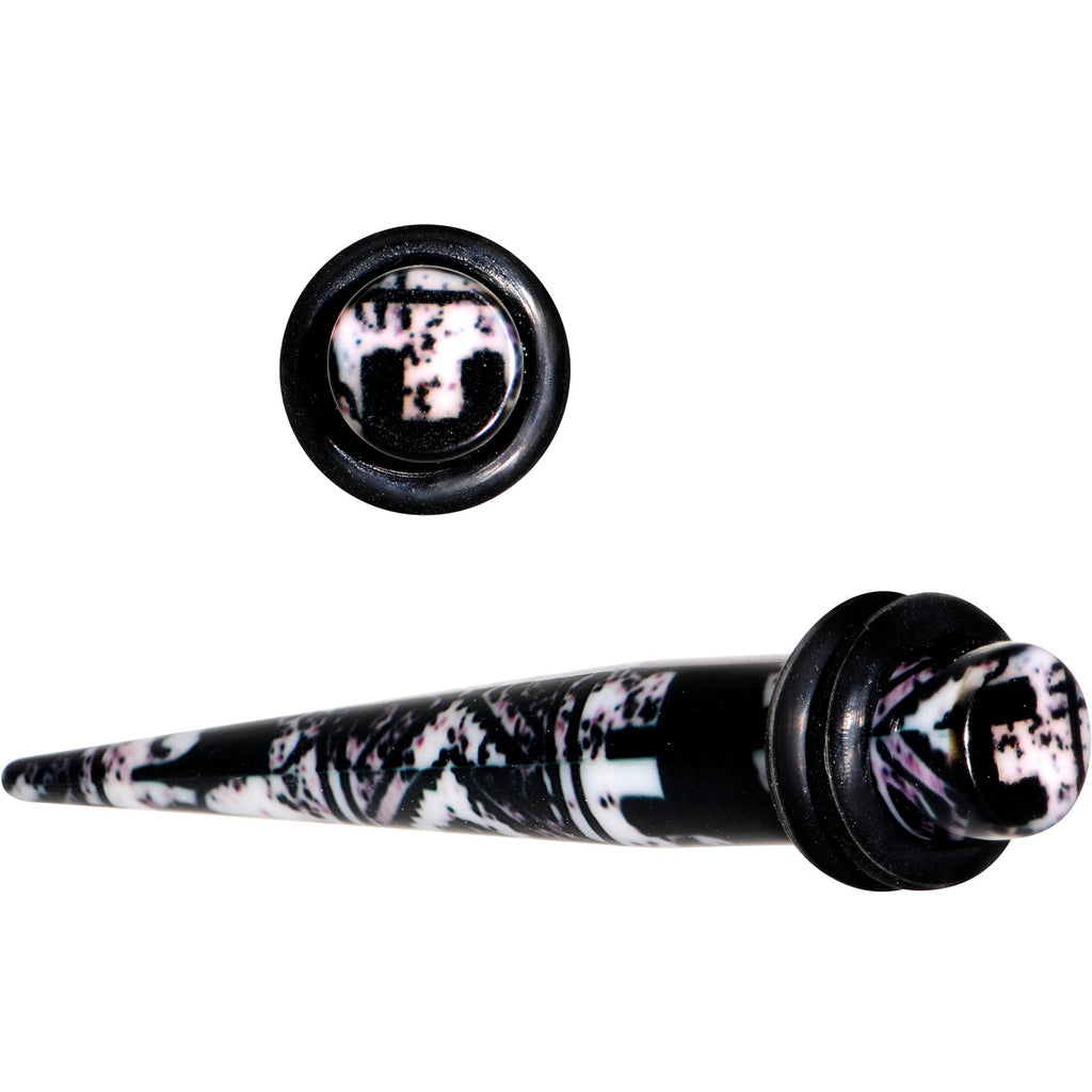 BodyCandy Black Acrylic Southwest Weave Straight Taper Set 3mm to 16mm — color detail