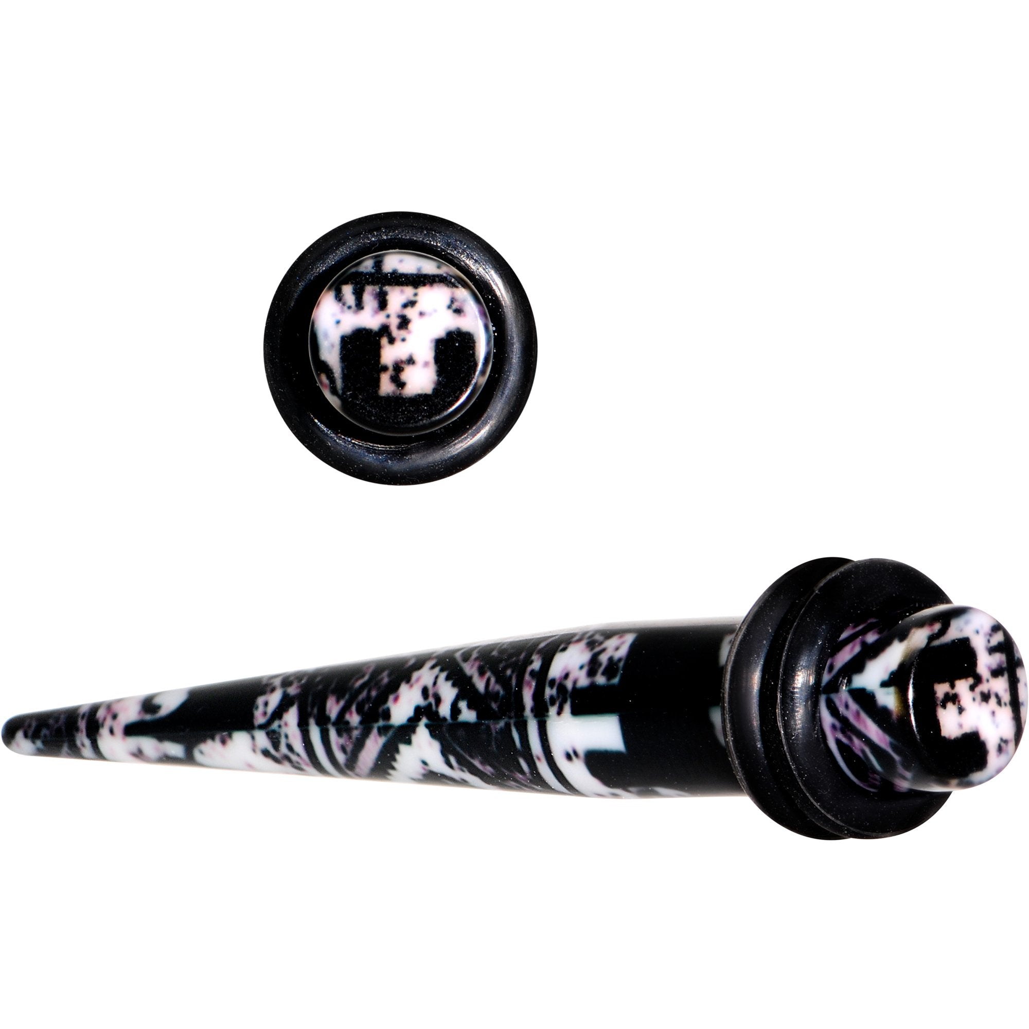 BodyCandy Black Acrylic Southwest Weave Straight Taper Set 3mm to 16mm — color detail