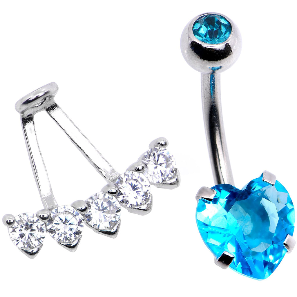 BodyCandy Aqua CZ Gem Sweet Heart Sweep Dangle Belly Ring — lifestyle context
