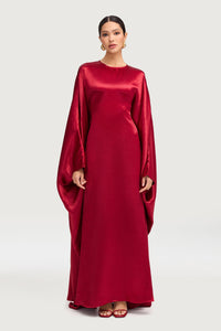 Iridescent Butterfly Inner Tie Abaya - Maroon Abayas Veiled 
