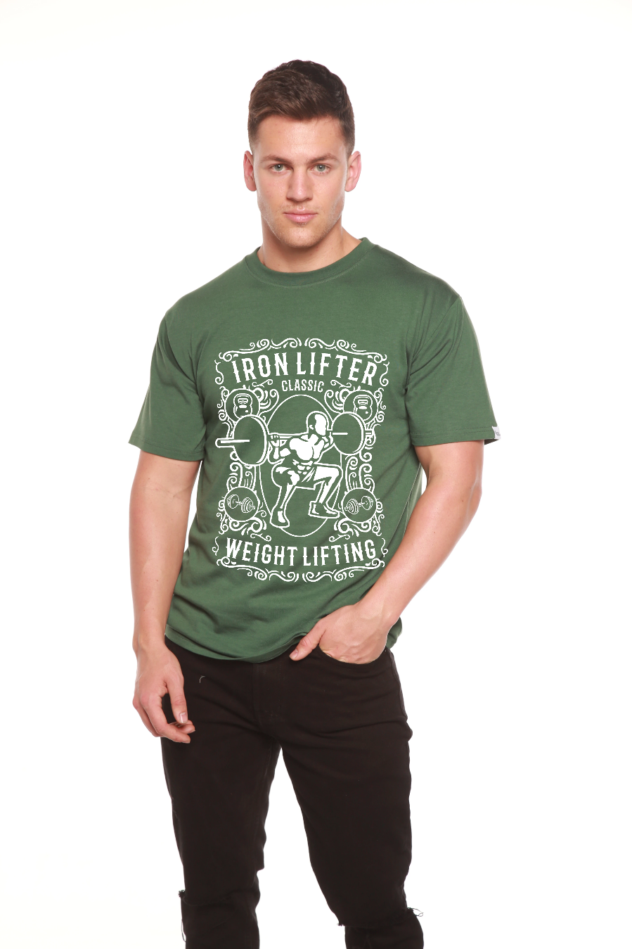 Spun Bamboo Iron Lifter Men's Bamboo Viscose/Organic Cotton Short Sleeve Graphic T-Shirt — main product shot