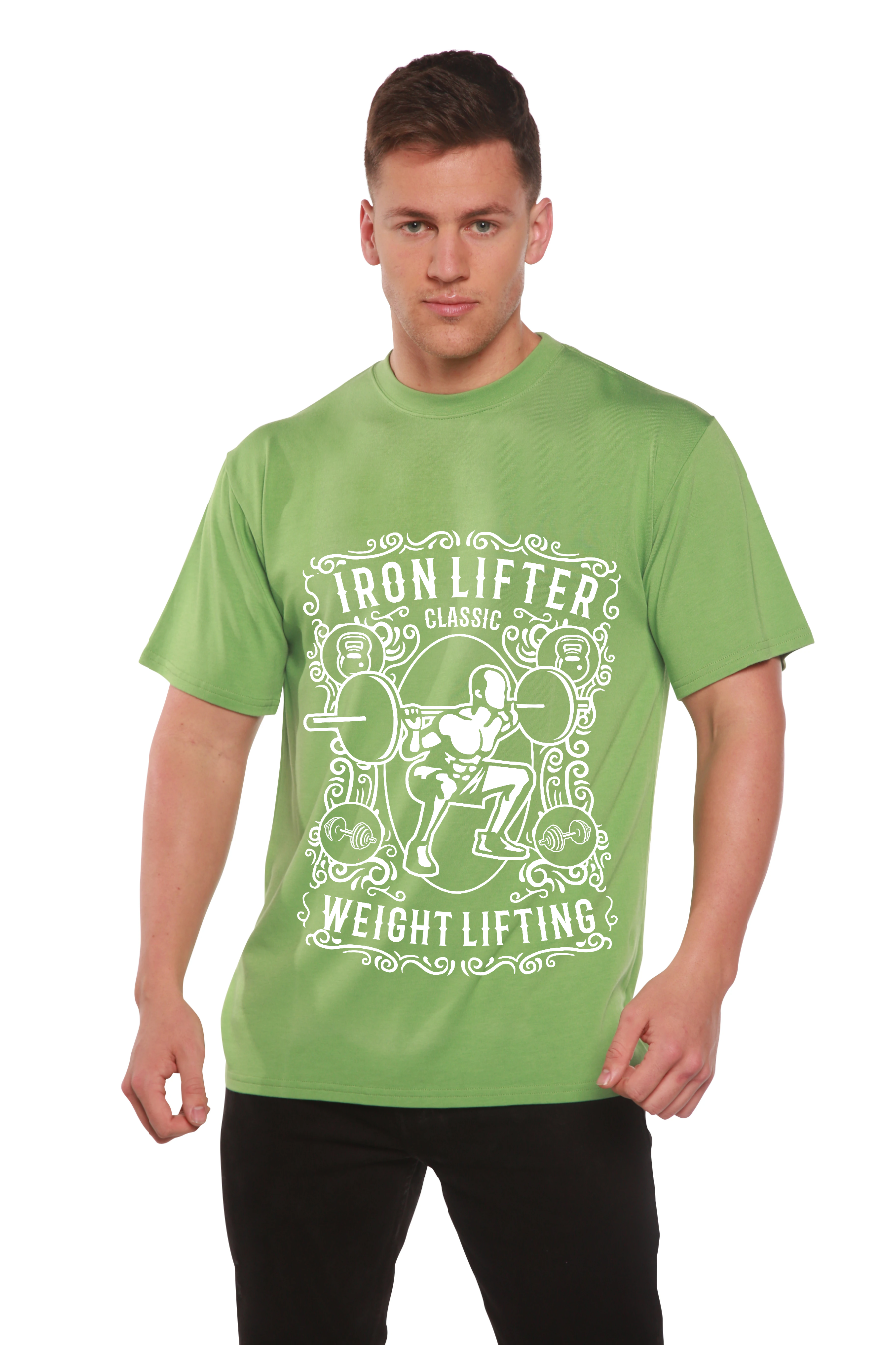 Spun Bamboo Iron Lifter Men's Bamboo Viscose/Organic Cotton Short Sleeve Graphic T-Shirt — side view