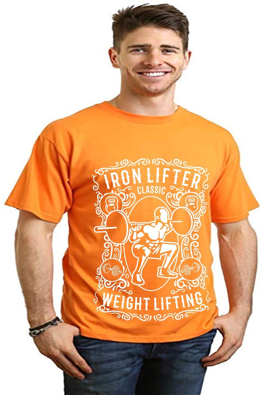 Spun Bamboo Iron Lifter Men's Bamboo Viscose/Organic Cotton Short Sleeve Graphic T-Shirt — size reference