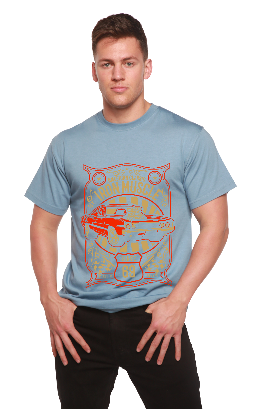 Spun Bamboo Iron Muscle Men's Bamboo Viscose/Organic Cotton Short Sleeve Graphic T-Shirt — fabric or material detail