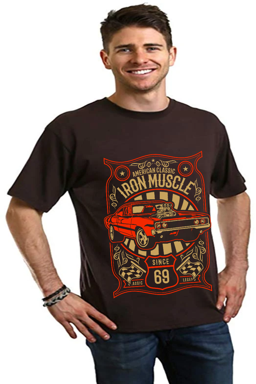Spun Bamboo Iron Muscle Men's Bamboo Viscose/Organic Cotton Short Sleeve Graphic T-Shirt — side view
