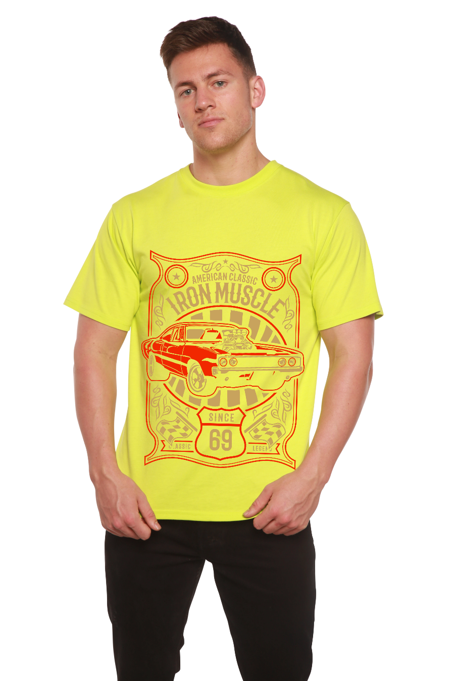Spun Bamboo Iron Muscle Men's Bamboo Viscose/Organic Cotton Short Sleeve Graphic T-Shirt — in-use photo