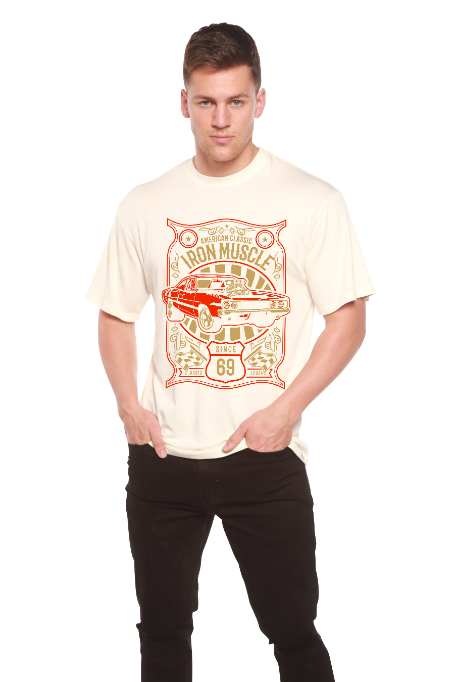 Spun Bamboo Iron Muscle Men's Bamboo Viscose/Organic Cotton Short Sleeve Graphic T-Shirt — lifestyle context