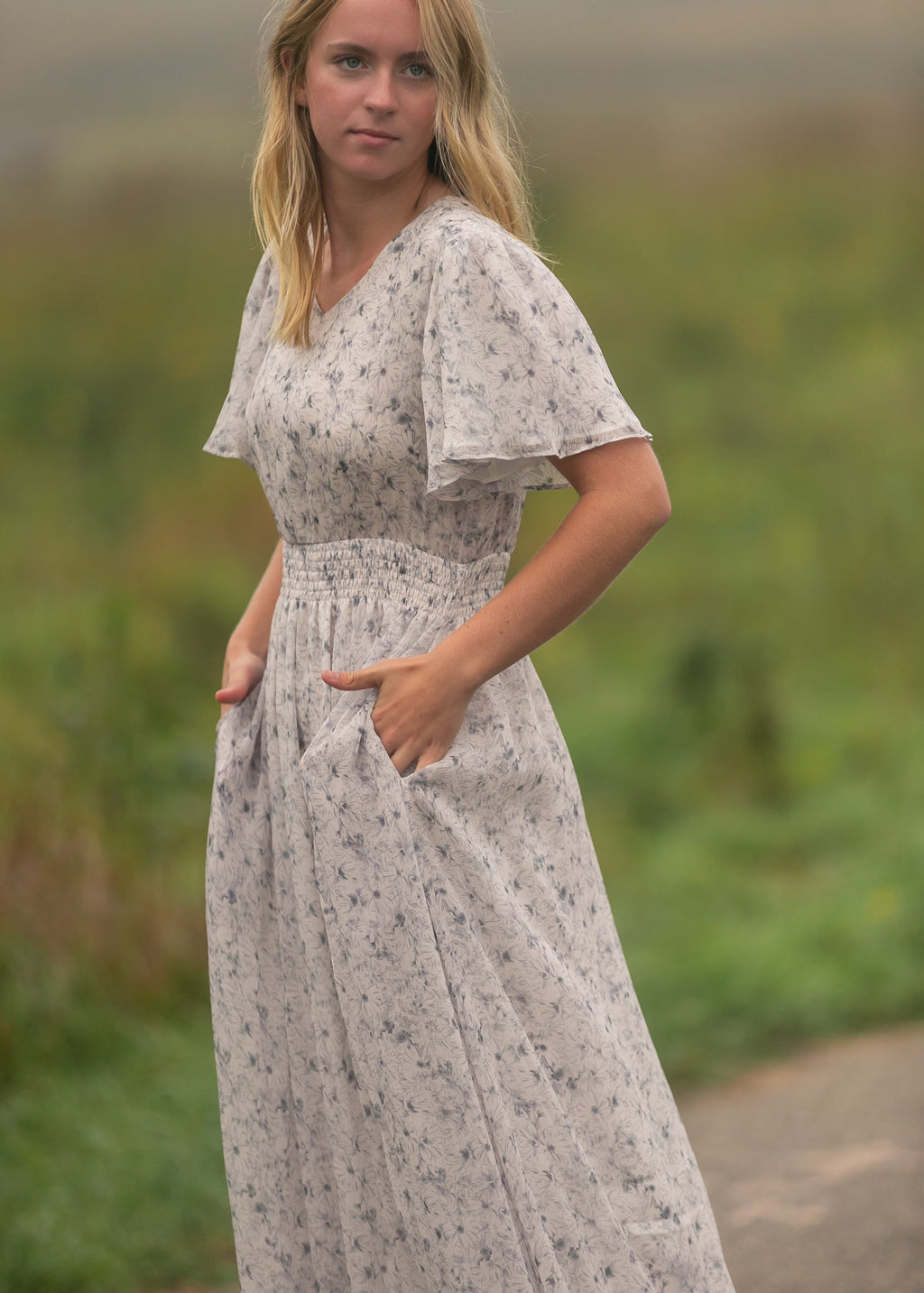 Inherit Co. Isabella Blue Floral V Neck Maxi Dress — packaging