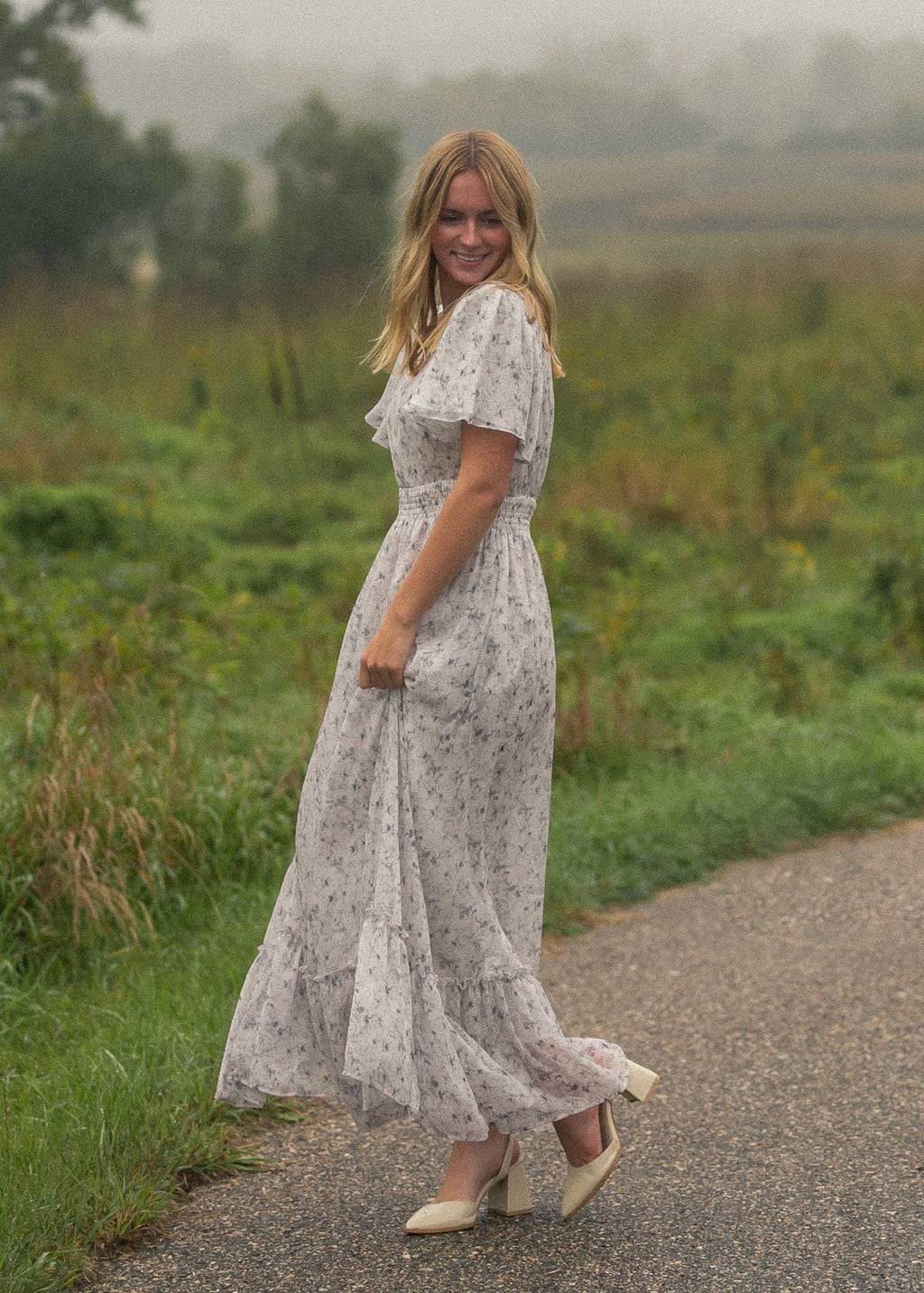 Inherit Co. Isabella Blue Floral V Neck Maxi Dress — alternative angle