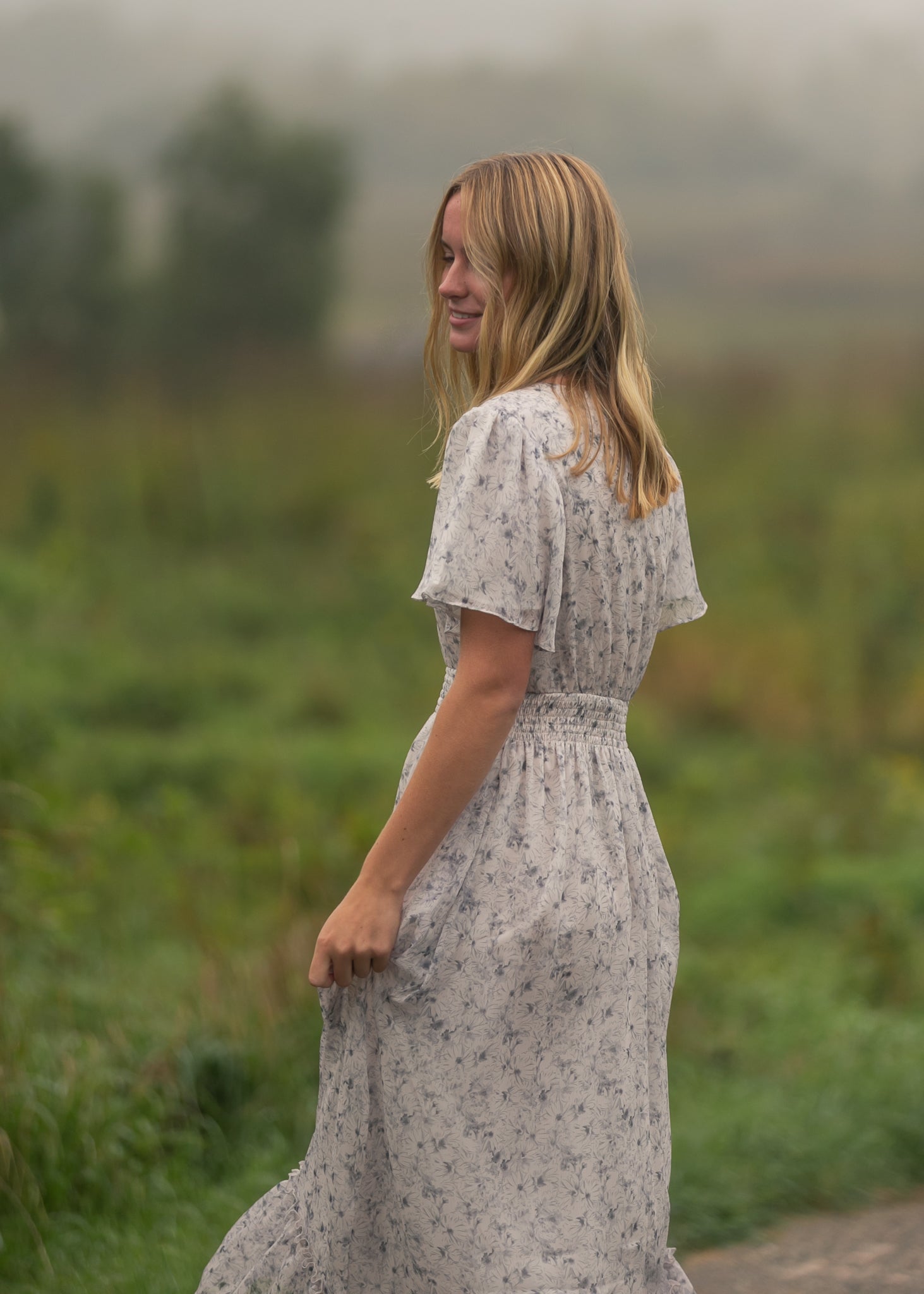 Inherit Co. Isabella Blue Floral V Neck Maxi Dress — comparison shot