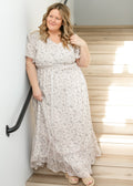 Inherit Co. Isabella Blue Floral V Neck Maxi Dress — detail close-up