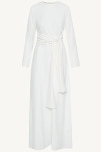 Isabella Tie Waist Maxi Dress - White Dresses Veiled Collection 