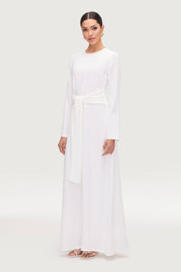 Isabella Tie Waist Maxi Dress - White Dresses Veiled Collection 