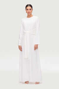 Isabella Tie Waist Maxi Dress - White Dresses Veiled Collection 
