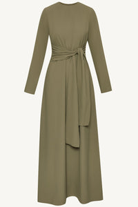 Isabella Tie Waist Maxi Dress - Za'atar Dresses Veiled Collection 