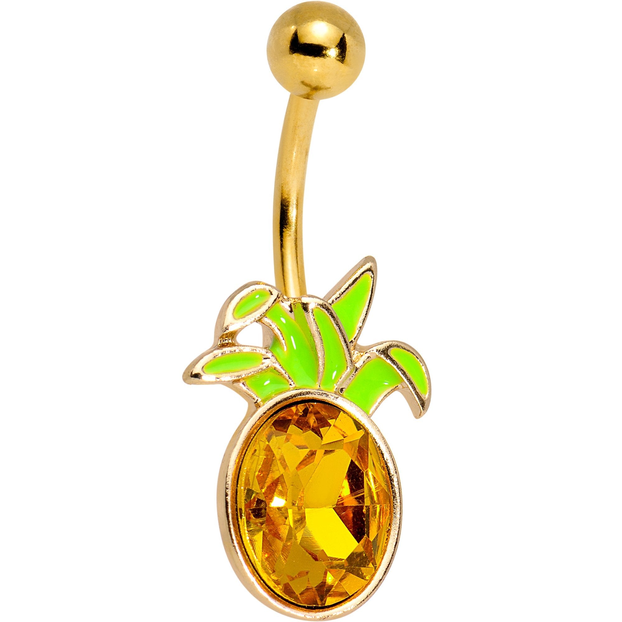 BodyCandy Orange Gem Gold PVD Juicy Pineapple Belly Ring — main product shot