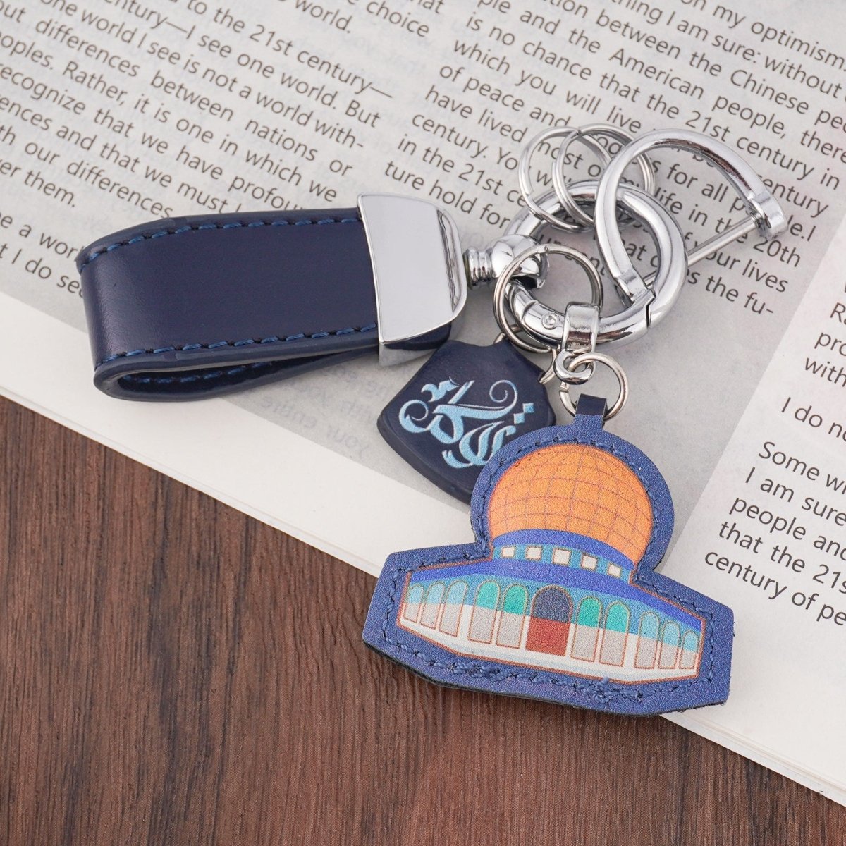 Mariam's Collection Islamic Leather Keychain with Arabic Calligraphy & Mosque Pendant Sheepskin… — detail shot 6