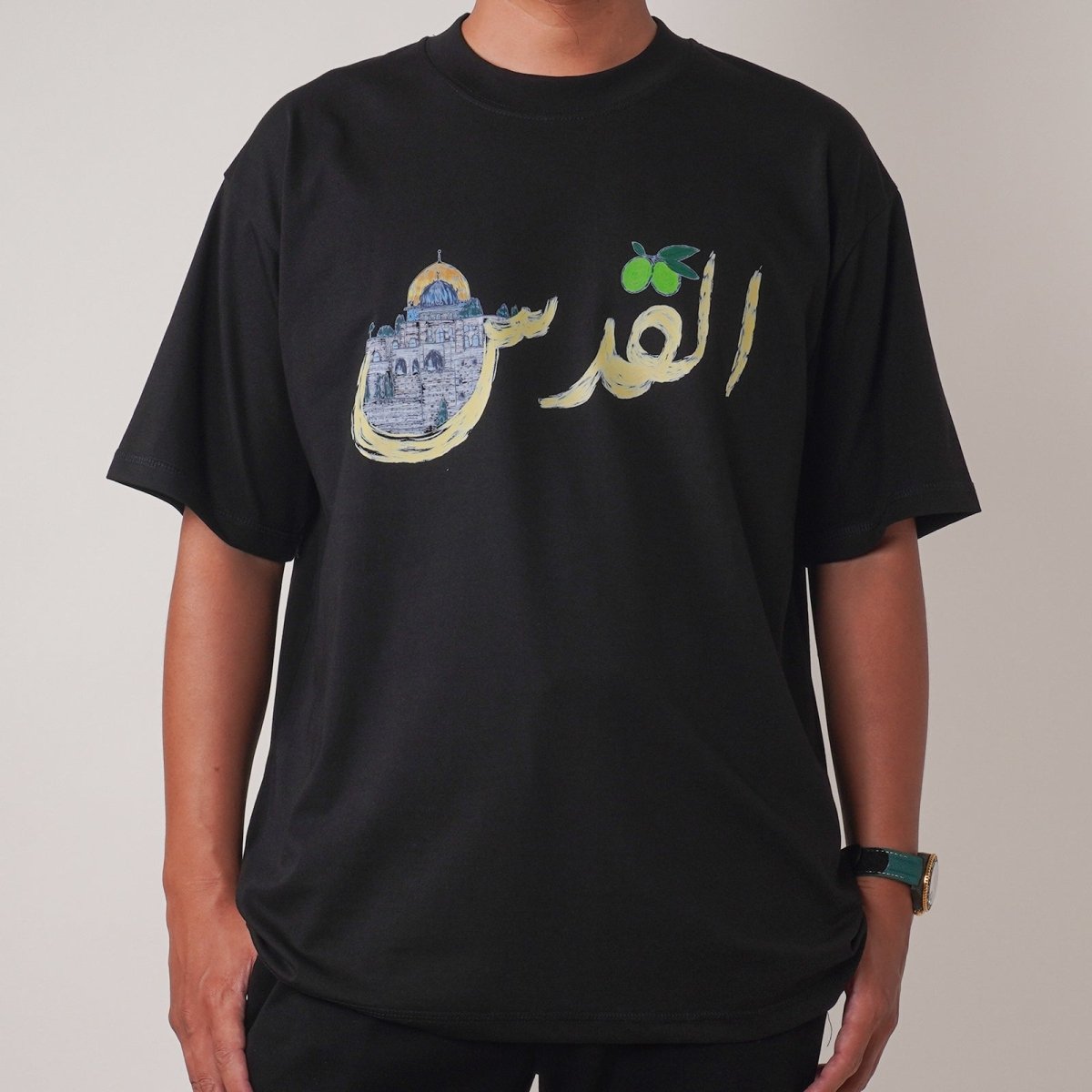 Mariam's Collection Islamic Style Artistic Design Short Sleeve T-Shirt Collection (MS182) — fabric or material detail