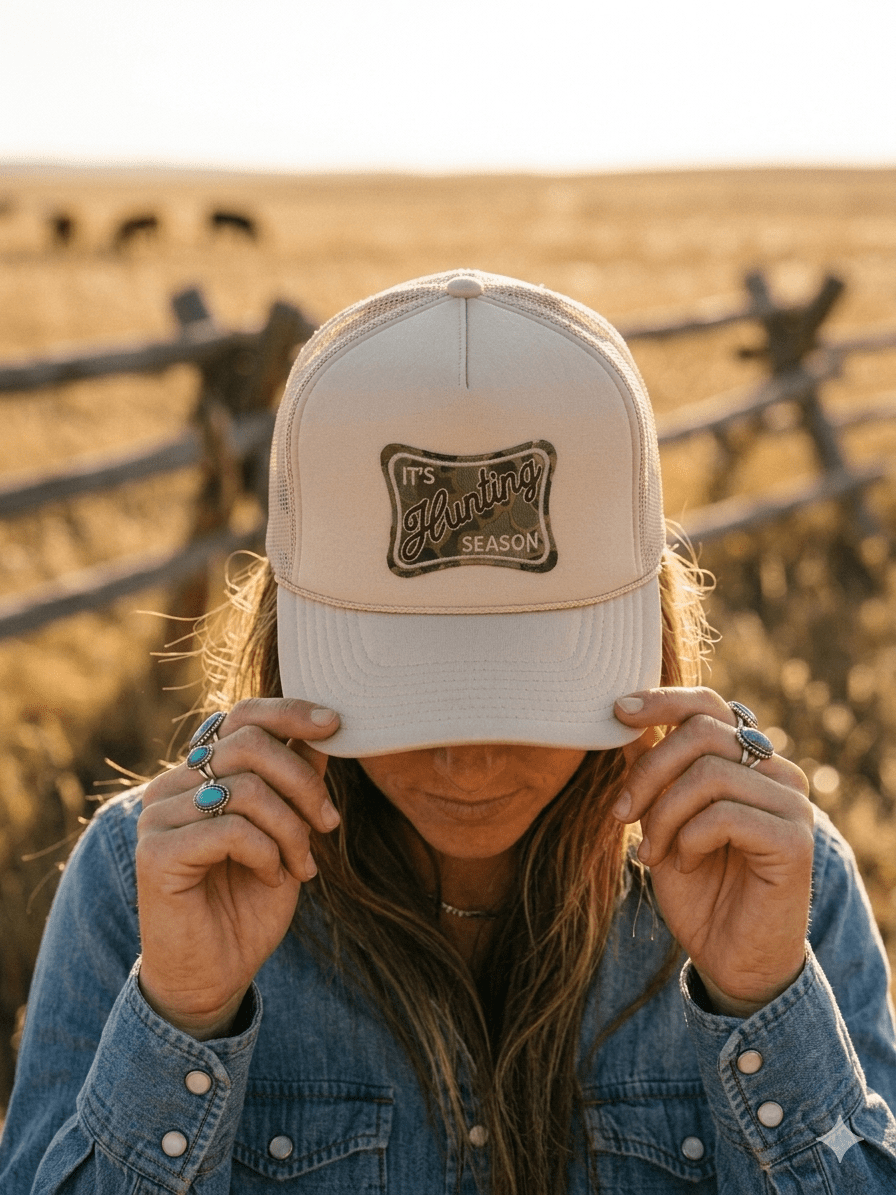 Wild Junkie It's Hunting Season Patch Trucker Hat — construction detail