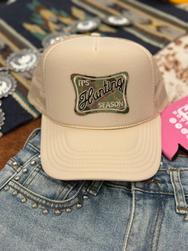 Wild Junkie It's Hunting Season Patch Trucker Hat — main product shot