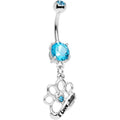 BodyCandy Aqua Gem I Love You Brass Knuckles Dangle Belly Ring — main product shot