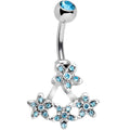 BodyCandy Blue Gem Field of Flowers Dangle Belly Ring — main product shot