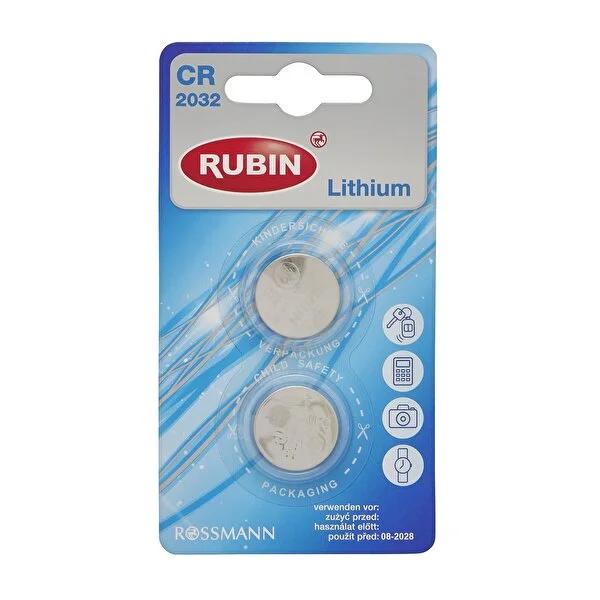 Rubin Lithium Button Cell Batteries CR2032 - Pack of 2, Long-Lasting Power for Watches, Calculators & Remote Controls