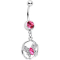 BodyCandy Pink CZ Gem Butterfly Halo Dangle Belly Ring — main product shot