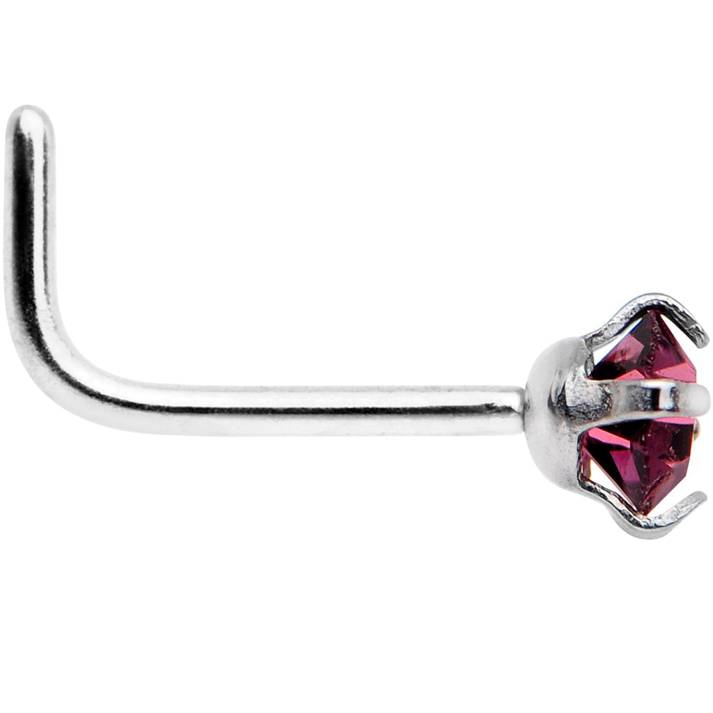 BodyCandy 20G 1/4 Purple 3mm CZ Gem Steel L-Shape Nose Ring — lifestyle context