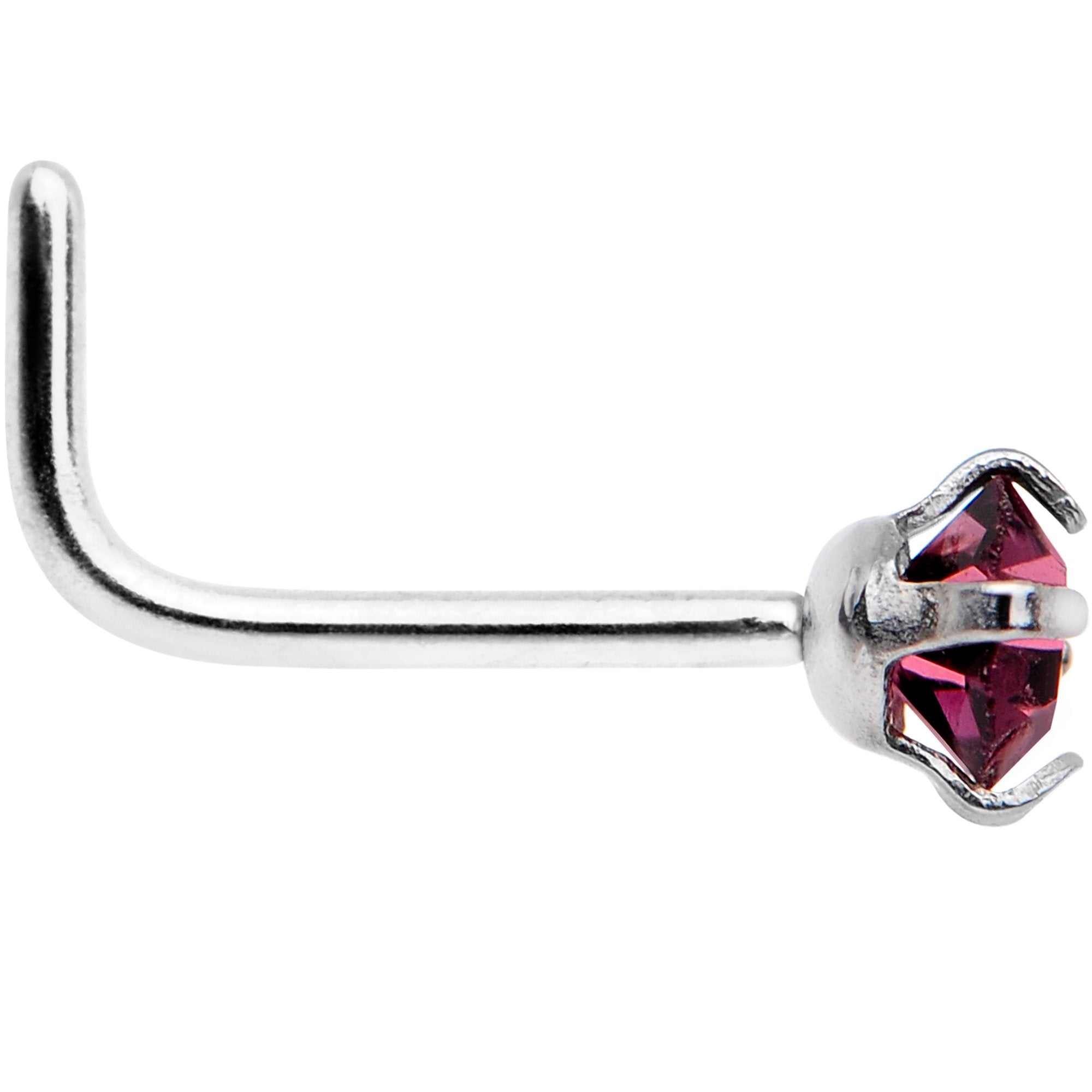 BodyCandy 20G 1/4 Purple 3mm CZ Gem Steel L-Shape Nose Ring — lifestyle context