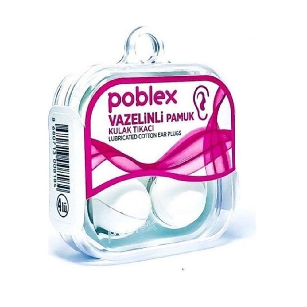 Poblex Petroleum Jelly Coated Cotton Ear Plugs for Swimming, Anti-Bacterial, 4-Pack
