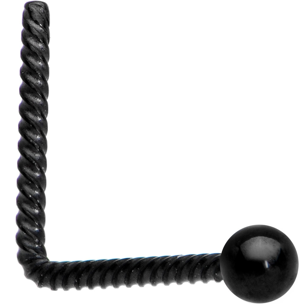 BodyCandy 2mm Ball End Black IP So Twisted L Shaped Nose Ring — main product shot