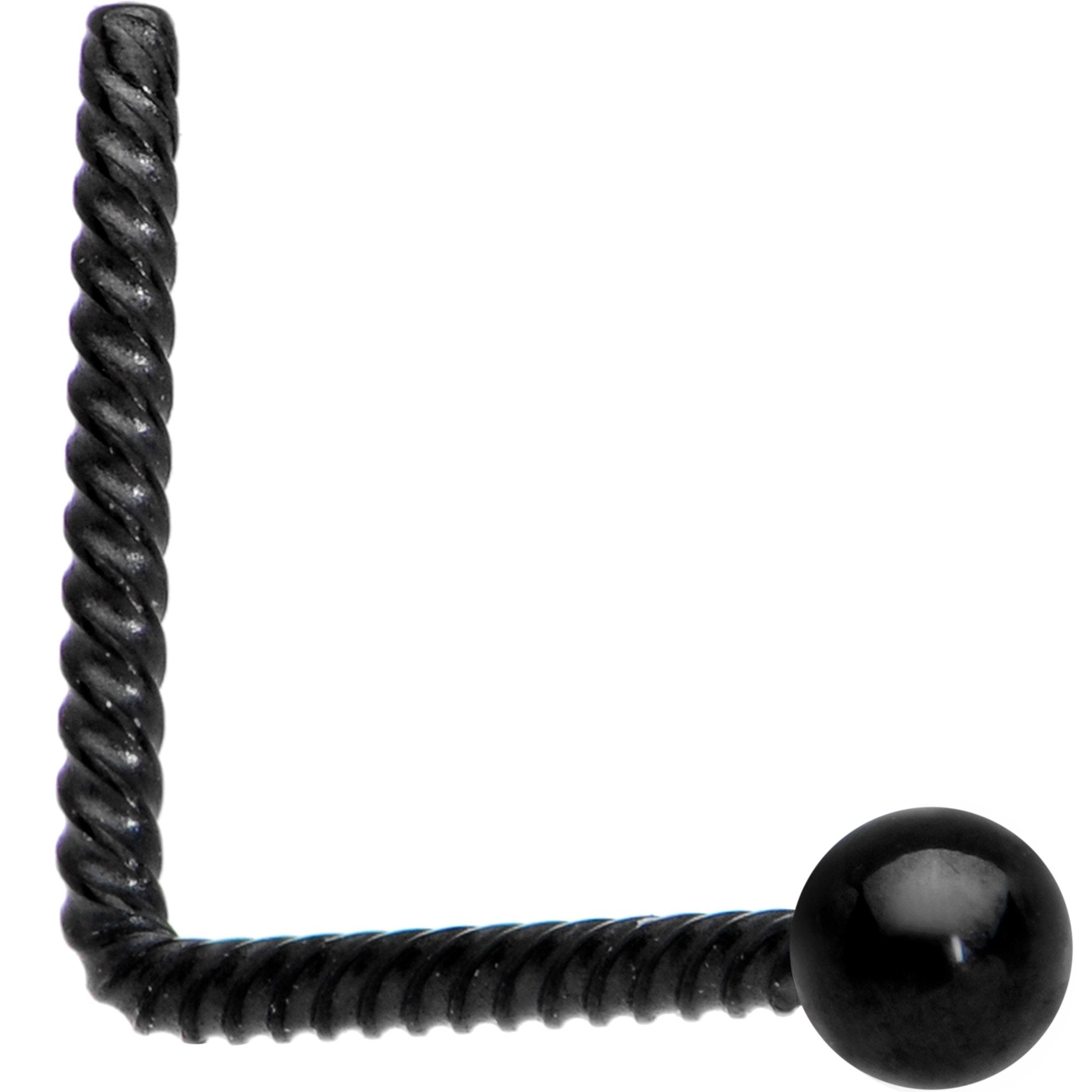 BodyCandy 2mm Ball End Black IP So Twisted L Shaped Nose Ring — main product shot
