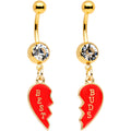 BodyCandy Clear Gem Best Buds Heart Dangle Belly Ring Set of 2 — main product shot